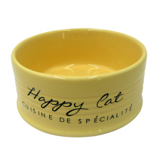 DUVO+ Миска для животных керамическая, "Happy Cat", жёлтая, 10.5см/300мл (Бельгия)!!