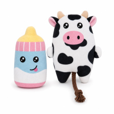 ZooZooZoo Игрушка для кошек с кошачьей мятой "Корова и Бутылочка", 2 шт, 6.3см