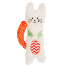 ZooZooZoo Игрушка для кошек с кошачьей мятой "Шуршащий Котик", белый, 20см