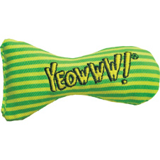 ROSEWOOD Игрушка для кошек мягкая с кошачьей мятой "Рыбка YEOWWW", жёлто-зеленая полоска, 7.5х4х3см!