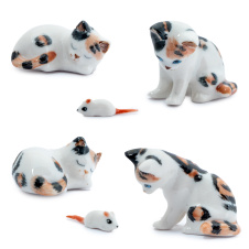 KLIMA Кошки триколор с мышкой, КОМПЛЕКТ, 3см (Франция)