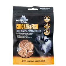 GREENWOOD INSTINCT TREATS Лакомство для собак "Курица и рыба. Поддержка иммунитета", роллы, 80гр