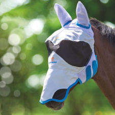 SHIRES FLY GUARD Маска антимоскитная для лошади с ушами и носом "Shade", FULL, белый (Великобритания