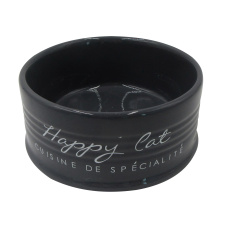 DUVO+ Миска для животных керамическая, "Happy Cat", чёрная, 10.5см/300мл (Бельгия)!