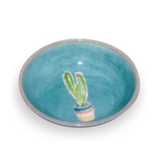 TARHONG Миска для животных "Cactus", голубая с рисунком, 13.3х2.8см/180мл
