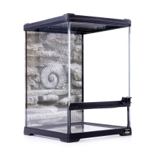 MCLANZOO Террариум стеклянный c одной дверцей, с фоном "Ammonite" , чёрный, 20х20хН30см 