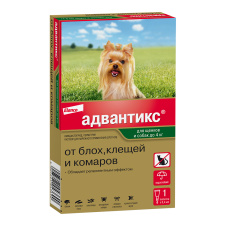 ELANCO ADVANTIX Препарат от клещей,блох д/собак весом до 4кг 1пип*0,4мл/уп