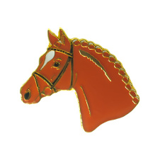 HappyROSS Значок металлический "Голова лошади в узде", коричневый, 26х26мм, без упаковки (Германия)