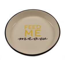 DUVO+ Миска для животных керамическая "Feed Me Meow", чёрно-белая, 13.8см/180мл (Бельгия)