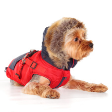 PUPPIA Жилет для собак утепленный с капюшоном и шлейкой "Orson", красный, L, 31см (Южная Корея)