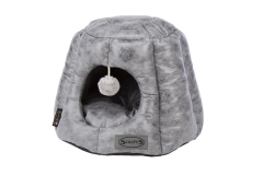 SCRUFFS Лежанка - домик для кошек "Knightsbridge Cat Igloo", экокожа, серый, 48x48x38см