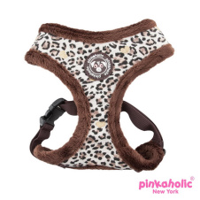 PINKAHOLIC Шлейка для собак утеплённая "Leo Pug", коричневая, L (Южная Корея)