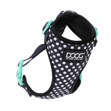 DOOG Шлейка для собак "NEOFLEX PONGO", черная в белую крапинку, S, 32-44см (Австралия)