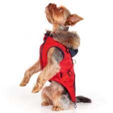 PUPPIA Жилет для собак утепленный с капюшоном и шлейкой "Orson", красный, XL, 36см (Южная Корея)