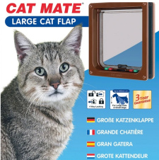 ROSEWOOD Дверь для кошек CAT MATE на перегородки до 50мм, коричневая, 235х252мм (Великобритания)