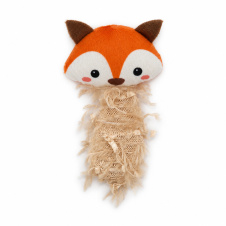 ZooZooZoo Игрушка для кошек с кошачьей мятой "Лиса с хвостом", шуршащая, оранжевая, 10см