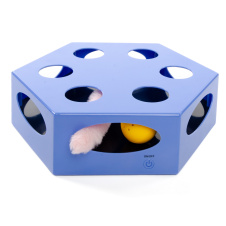 SkyRus Игрушка для кошек интерактивная "Hexagon Maze", голубая, 20.4x6.8x23см + батарейки