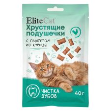 ELITECAT Лакомство для кошек "Хрустящие подушечки с паштетом для чистки зубов", курица, 40гр