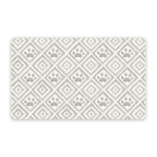 TARHONG Коврик под миски "Paw Ikat", бежевый с лапками, 48х29см
