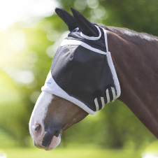 SHIRES FLY GUARD Маска антимоскитная для лошади с ушами "Durable", COB, чёрный (Великобритания)