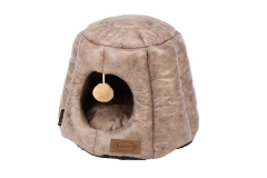 SCRUFFS Лежанка - домик для кошек "Knightsbridge Cat Igloo", экокожа, шоколадный, 48x48x38см