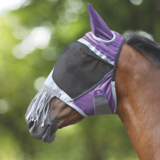 SHIRES FLY GUARD Маска антимоскитная для лошади с ушами и бахромой "Deluxe", COB, фиолетовый (Велико