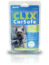COA Шлейка автомобильная для собак с ремнем безопасности "CLIX CarSafe", чёрная, L, 75-95см!
