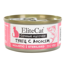 ELITECAT Дополнительное питание для кошек сочные кусочки "Тунец с лососем", 85гр