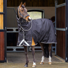 SHIRES HIGHLANDER Попона прогулочная для лошади с капором "Plus Lite", 1200D, 200g, 155 см, черный (
