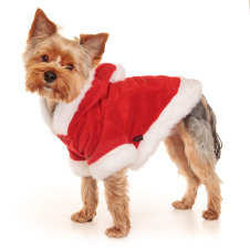 PUPPIA Куртка для собак с капюшоном новогодняя "Santa", красная, L, 31см (Южная Корея)