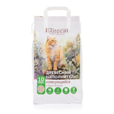 ELITECAT Древесный комкующийся наполнитель в хлопьях, бумажный пакет 10л / 3.8кг (Россия)