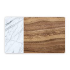 TARHONG Коврик под миски "Acacia Wood+Carrara", коричнево-белый, 48х29см