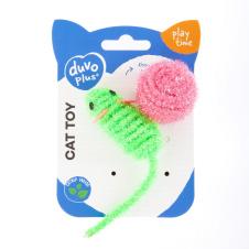 DUVO+ Игрушка для кошек нейлоновая "Мышка с шариком", салатовая, 12х2,7х2,3 см (Бельгия)