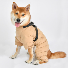 PUPPIA Комбинезон для собак утеплённый со шлейкой "Soft Onesie", бежевый, XXL (Южная Корея)