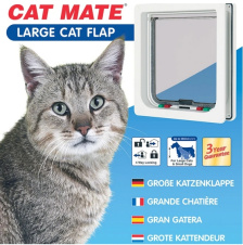 ROSEWOOD Дверь для кошек CAT MATE на перегородки до 50мм, белая, 235х252мм (Великобритания)