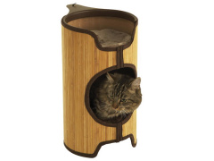 ROSEWOOD Домик для кошки бамбуковый с лежаком "Tower", коричневый, 55х31х46см (Великобритания)!
