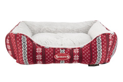 SCRUFFS Лежак для животных с бортиками "Santa Paws", бело-красный, 60x50 (Великобритания)!