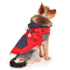 PUPPIA Жилет для собак утепленный с капюшоном и шлейкой "Orson", красный, S, 22см (Южная Корея)