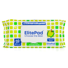 ELITEPAD Влажные салфетки очищающие тканевые для собак и кошек с ароматом яблока, 30х20см, 1уп/40шт