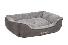 SCRUFFS Лежанка для собак с бортиками "Cosy", плюшевая, серая, 75х60х16см (Великобритания)