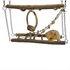 ROSEWOOD Игрушка для грызунов деревянная  "Подвесной мост", коричневая, 10х28x20см (Великобритания)