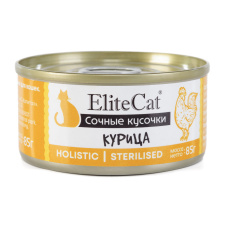ELITECAT Дополнительное питание для кошек сочные кусочки "Курица", 85гр
