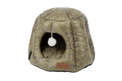 SCRUFFS Лежанка - домик для кошек "Knightsbridge Cat Igloo", экокожа, оливковый, 48x48x38см