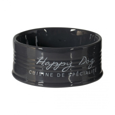 DUVO+ Миска для животных керамическая, "Happy Dog", чёрная, 10.5см/300мл (Бельгия)!