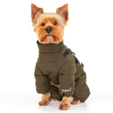 PUPPIA Комбинезон для собак утеплённый со шлейкой "Soft Onesie", хаки, XXL (Южная Корея)