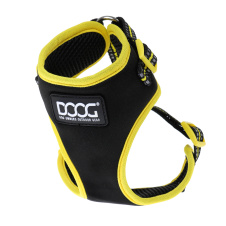 DOOG Шлейка для собак "NEOFLEX BOLT", чёрный с жёлтым кантом, XL (Австралия)