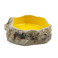 MCLANZOO Поилка-кормушка для рептилий "Bowls" камень/желтая, 13.3х8.5х3см 