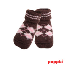 PUPPIA Носки для собак "Argyle", коричневые с ромбами, M (Южная Корея)