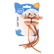 DUVO+ Игрушка для кошек мягкая "Вязаные мышки", коричневая, 5,5х3х3,5см, 2шт/упак (Бельгия)