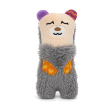 ZooZooZoo Игрушка для кошек с кошачьей мятой "Спящий Мишка", шуршащая, серая, 10см